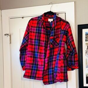 Victoria's Secret Red and Purple Plaid Button Down Shirt
